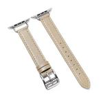 14mm Cowhide Leather Watch Band For Apple Watch Series 7 45mm/6&SE&5&4 44mm/3&2&1 42mm(Apricot)