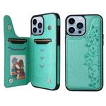 For iPhone 13 Pro Max Six Cats Embossing Pattern Shockproof Phone Case (Green)