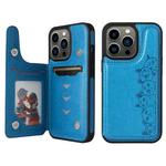 For iPhone 13 Pro Six Cats Embossing Pattern Shockproof Phone Case (Blue)