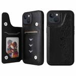 For iPhone 13 Six Cats Embossing Pattern Shockproof Phone Case(Black)
