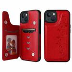 For iPhone 13 Six Cats Embossing Pattern Shockproof Phone Case(Red)