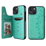 For iPhone 13 Six Cats Embossing Pattern Shockproof Phone Case(Green)