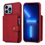 For iPhone 13 Pro Max Zipper Shockproof Protective Phone Case (Red)