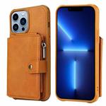 For iPhone 13 Pro Max Zipper Shockproof Protective Phone Case (Brown)