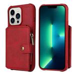 For iPhone 13 Pro Zipper Shockproof Protective Phone Case (Red)