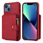 For iPhone 13 Zipper Shockproof Protective Phone Case(Red)
