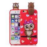 For iPhone 6 Shockproof Cartoon TPU Protective Case(Red Owl)