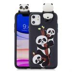For iPhone 11 Pro Max Shockproof Cartoon TPU Protective Case(Three Pandas)