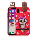 For iPhone X / XS Shockproof Cartoon TPU Protective Case(Red Owl)