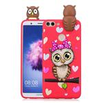 For Huawei Enjoy 7s Shockproof Cartoon TPU Protective Case(Red Owl)