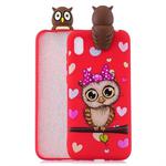 For Huawei Enjoy 8s Shockproof Cartoon TPU Protective Case(Red Owl)