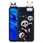 For Huawei Enjoy 9s Shockproof Cartoon TPU Protective Case(Three Pandas)