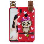 For Huawei P Smart 2019 Shockproof Cartoon TPU Protective Case(Red Owl)