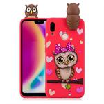 For Huawei P20 Lite Shockproof Cartoon TPU Protective Case(Red Owl)