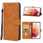 Leather Phone Case For Samsung Galaxy S22 5G(Brown)