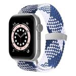 Nylon Braid Watch Band For Apple Watch Series 9&8&7 41mm / SE 3&SE 2&6&SE&5&4 40mm / 3&2&1 38mm(Blue + White)