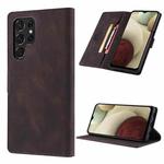 For Samsung Galaxy S22 Ultra 5G TAOKKIM Calf Texture Leather Phone Case(Coffee)