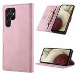 For Samsung Galaxy S22 Ultra 5G TAOKKIM Calf Texture Leather Phone Case(Pink)