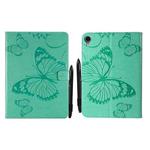 Pressed Printing Butterfly Pattern Horizontal Flip Leather Tablet Case For iPad mini 6(Green)