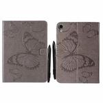 Pressed Printing Butterfly Pattern Horizontal Flip Leather Tablet Case For iPad mini 6(Grey)