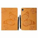 Pressed Printing Butterfly Pattern Horizontal Flip Leather Tablet Case For iPad mini 6(Yellow)