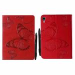 Pressed Printing Butterfly Pattern Horizontal Flip Leather Tablet Case For iPad mini 6(Red)