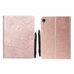 Pressed Printing Butterfly Pattern Horizontal Flip Leather Tablet Case For iPad mini 6(Rose Gold)