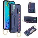 For Huawei P30 Pro Wristband Wallet Leather Phone Case(Blue)