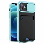 Sliding Camshield Card TPU+PC Case For iPhone 13(Sky Blue)