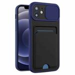 Sliding Camshield Card TPU+PC Case For iPhone 12 Pro(Dark Blue)