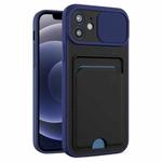 Sliding Camshield Card TPU+PC Case For iPhone 12 Pro Max(Dark Blue)