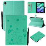 Cat Bee Embossing Pattern Horizontal Flip Leather Tablet Case For iPad mini 6(Green)