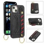 For iPhone 13 mini Wristband Wallet Leather Phone Case (Black)