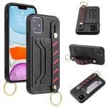 For iPhone 11 Wristband Wallet Leather Phone Case (Black)