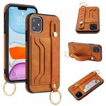 For iPhone 11 Pro Wristband Wallet Leather Phone Case (Yellow)