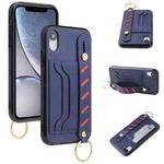 For iPhone X / XS Wristband Wallet Leather Phone Case(Blue)