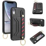 For iPhone X / XS Wristband Wallet Leather Phone Case(Black)