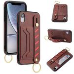 For iPhone X / XS Wristband Wallet Leather Phone Case(Brown)