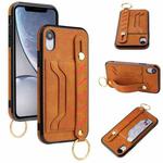 For iPhone XS Max Wristband Wallet Leather Phone Case(Yellow)