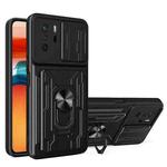 For Xiaomi Redmi Note 10 Pro Camera Cover Phone Case with Card Slot & Holder(Black)