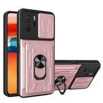 For Xiaomi Redmi Note 10 Pro Camera Cover Phone Case with Card Slot & Holder(Rose Gold)