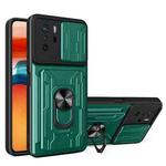 For Xiaomi Redmi Note 10 Pro Camera Cover Phone Case with Card Slot & Holder(Green)