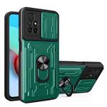 For Xiaomi Redmi 10 Camera Cover Phone Case with Card Slot & Holder(Green)