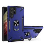 For Samsung Galaxy S22 Ultra 5G PC + TPU Phone Case with Rotatable Ring Holder(Blue)