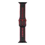Litchi TPU Watch Band For Apple Watch Series 8&7 41mm / SE 2&6&SE&5&4 40mm / 3&2&1 38mm(Black Red)