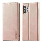 For Samsung Galaxy A32 4G LC.IMEEKE Strong Magnetism Matte TPU + PU Leather Case(Rose Gold)