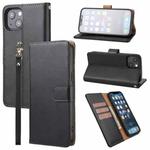 For iPhone 13 Plain Weave Cowhide Genuine Leather Phone Case(Black)