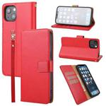 For iPhone 13 Plain Weave Cowhide Genuine Leather Phone Case(Red)