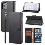 For iPhone 12 / 12 Pro Plain Weave Cowhide Genuine Leather Phone Case(Black)