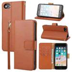 For iPhone SE 2022 / SE 2020 / 8 / 7 / 6 / 6s Plain Weave Cowhide Leather Phone Case(Brown)